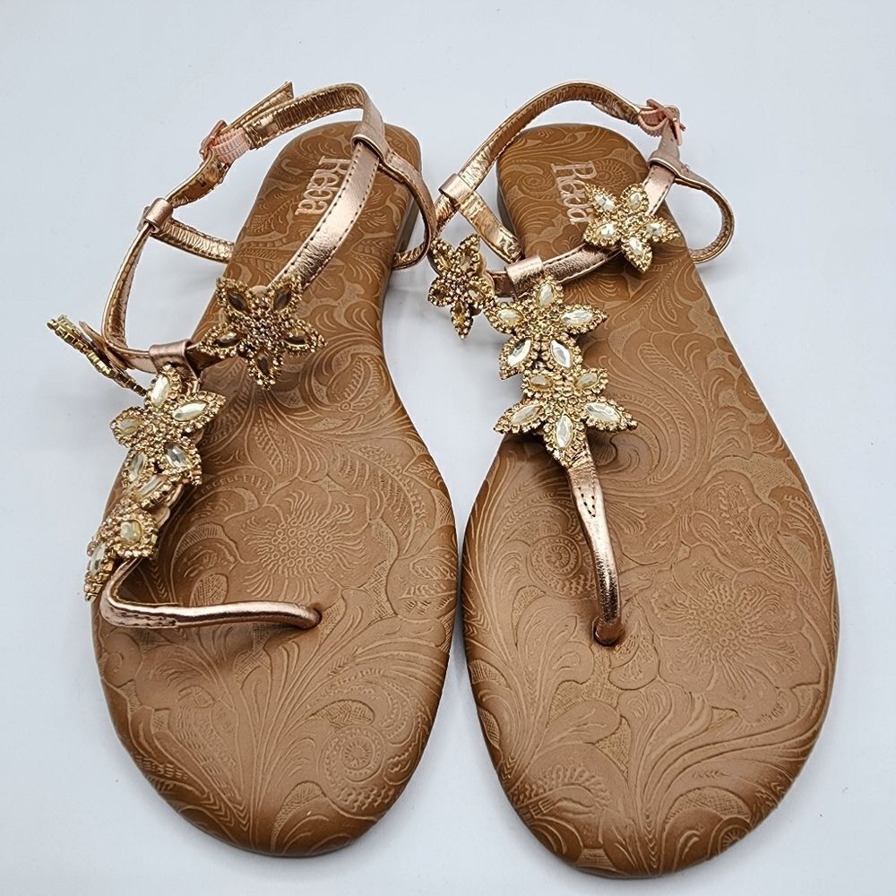 Reba rose gold leather sandals